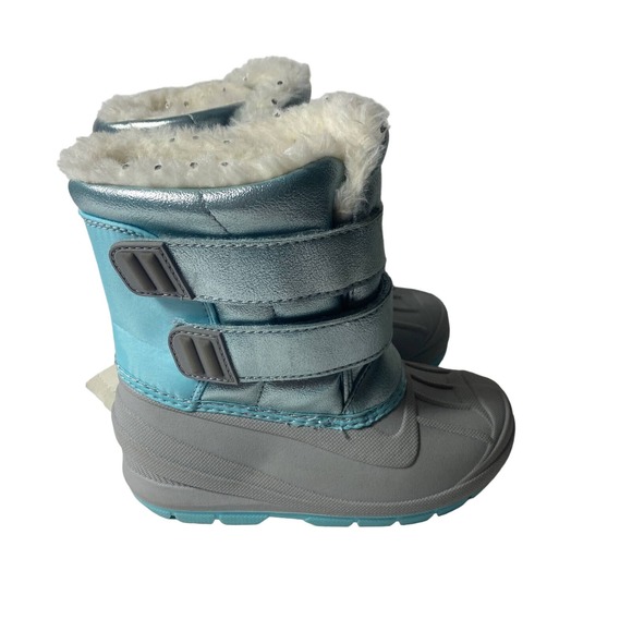 Cat & Jack Girls Blue Snow Boots Faux Fur Size 10 Toddlers - Picture 2 of 7